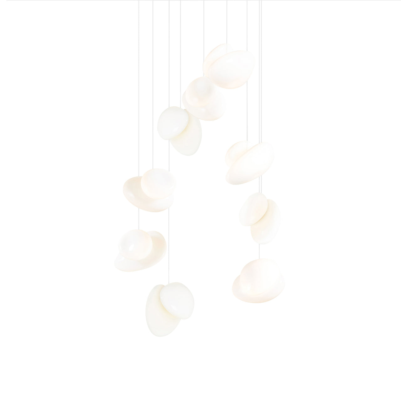 Pebble Chandelier 9: Double Helix + Pearl + White Sandtex