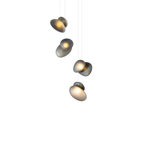 Pebble Chandelier 4: Helix: Slate + White Sandtex