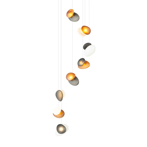 Pebble Chandelier 8: Helix + Assorted + White Sandtex