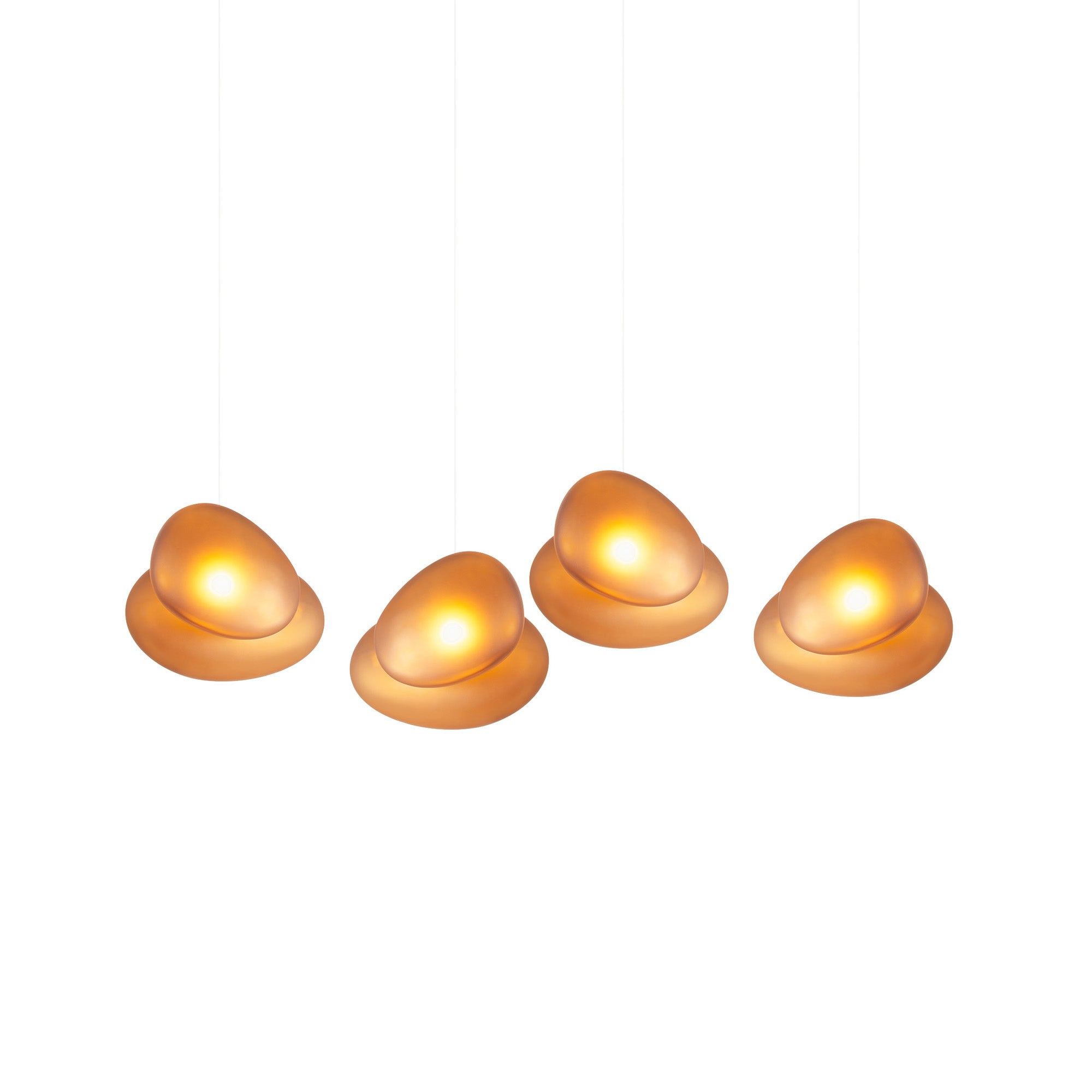 Pebble Linear 4 Pendant Light: A + Citrine + Citrine + White Sandtex