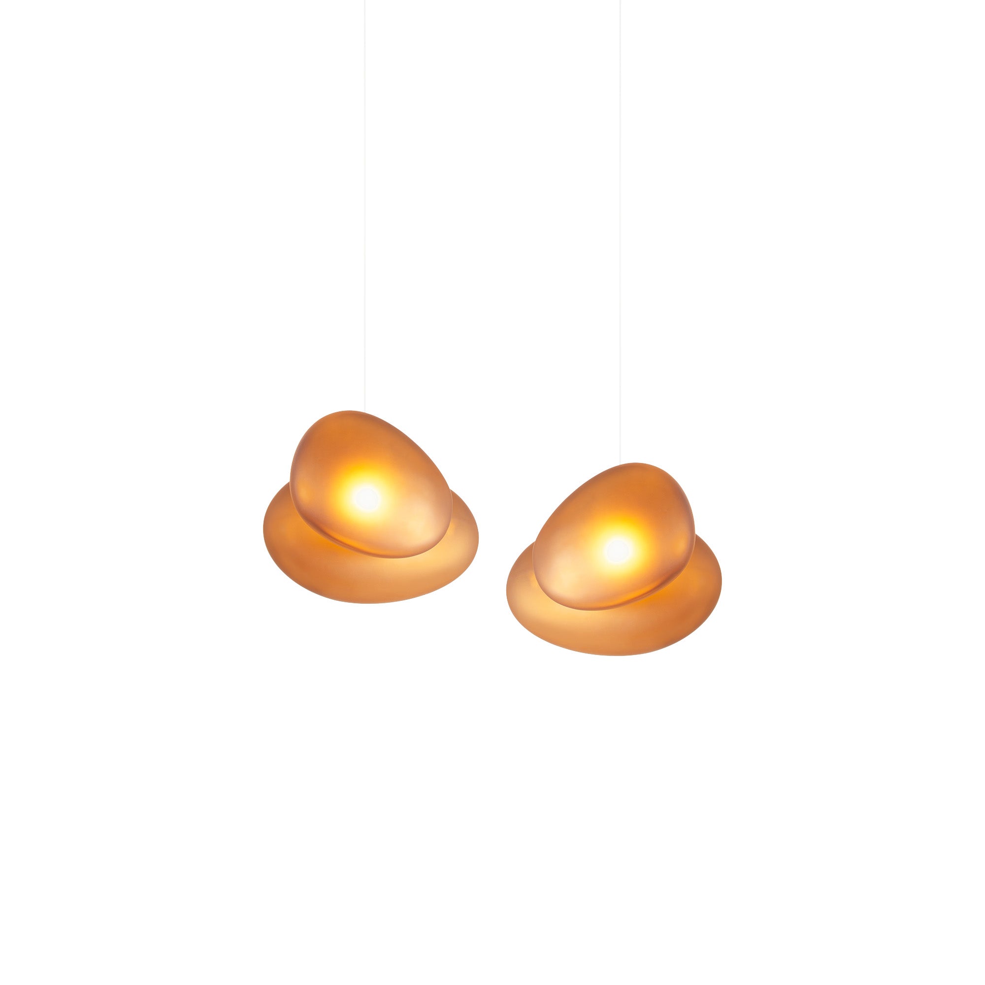 Pebble Linear 2 Pendant Light: A + Citrine + Citrine + White Sandtex