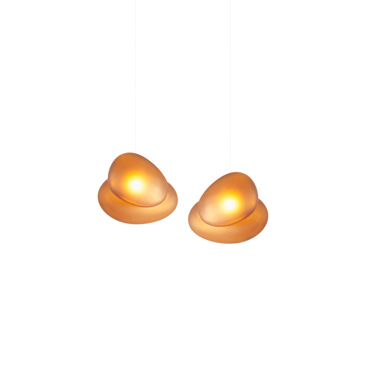 Pebble Linear 2 Pendant Light: A + Citrine + Citrine + White Sandtex