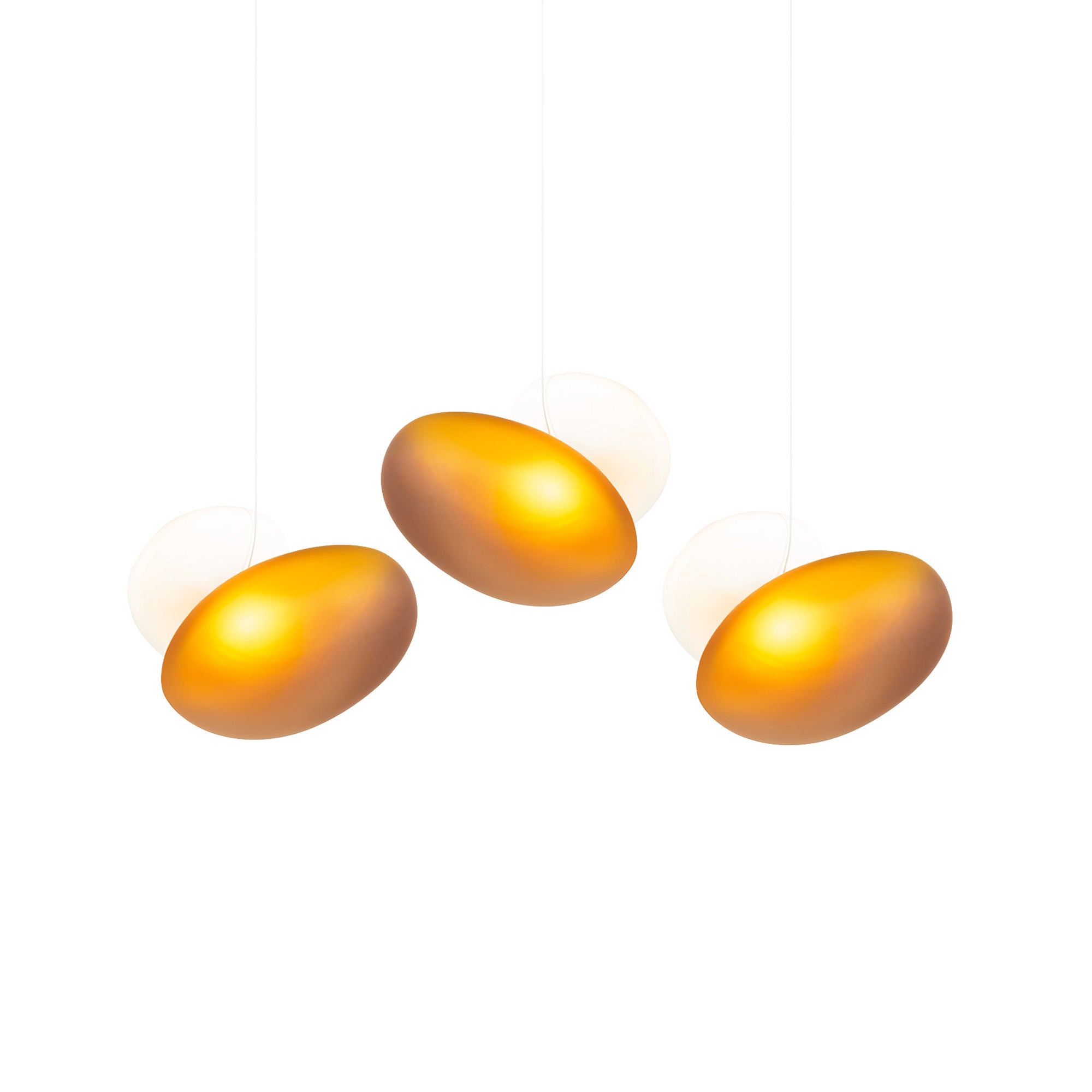 Pebble Linear 3 Pendant Light: A + Citrine + Pearl + White Sandtex