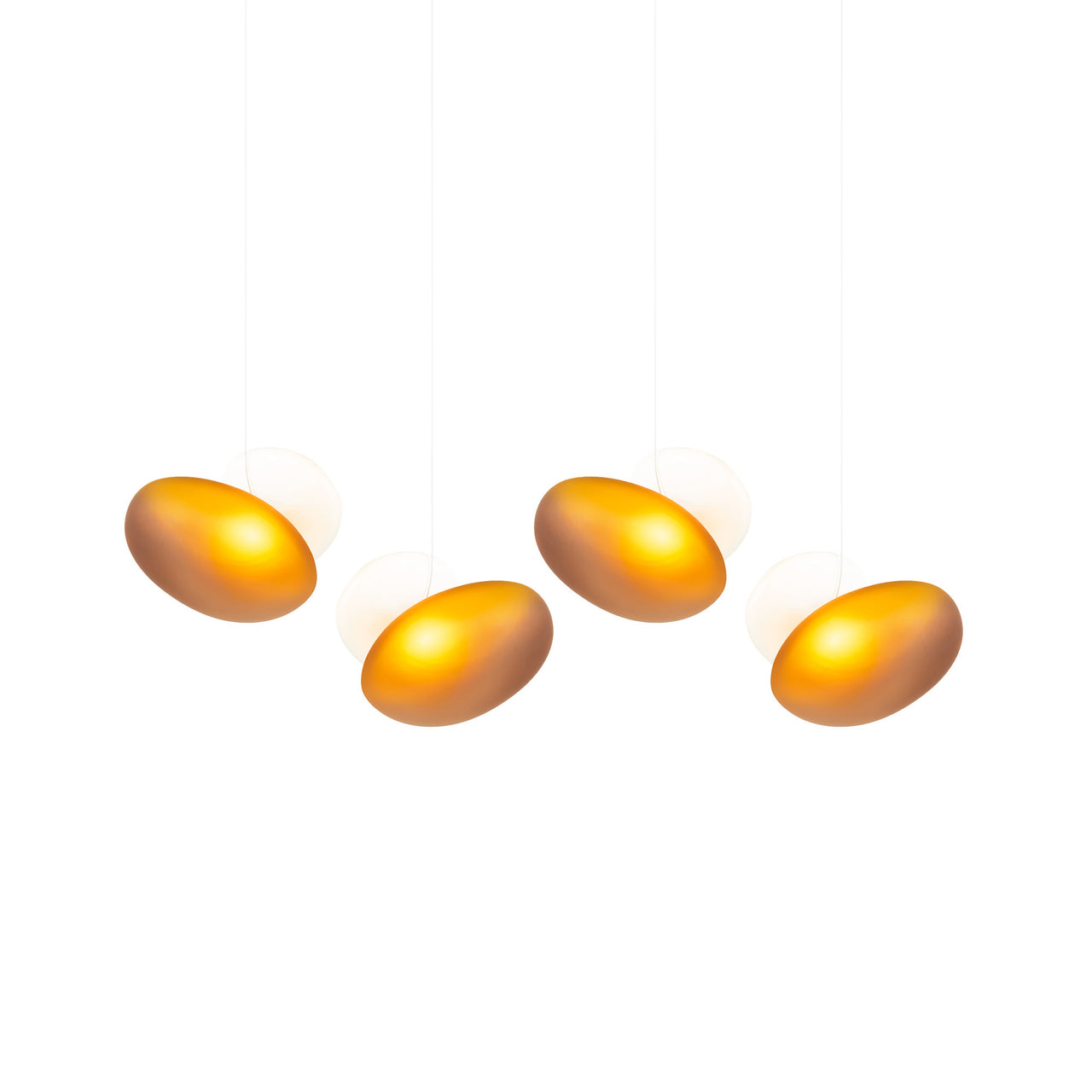 Pebble Linear 4 Pendant Light: A + Citrine + Pearl + White Sandtex