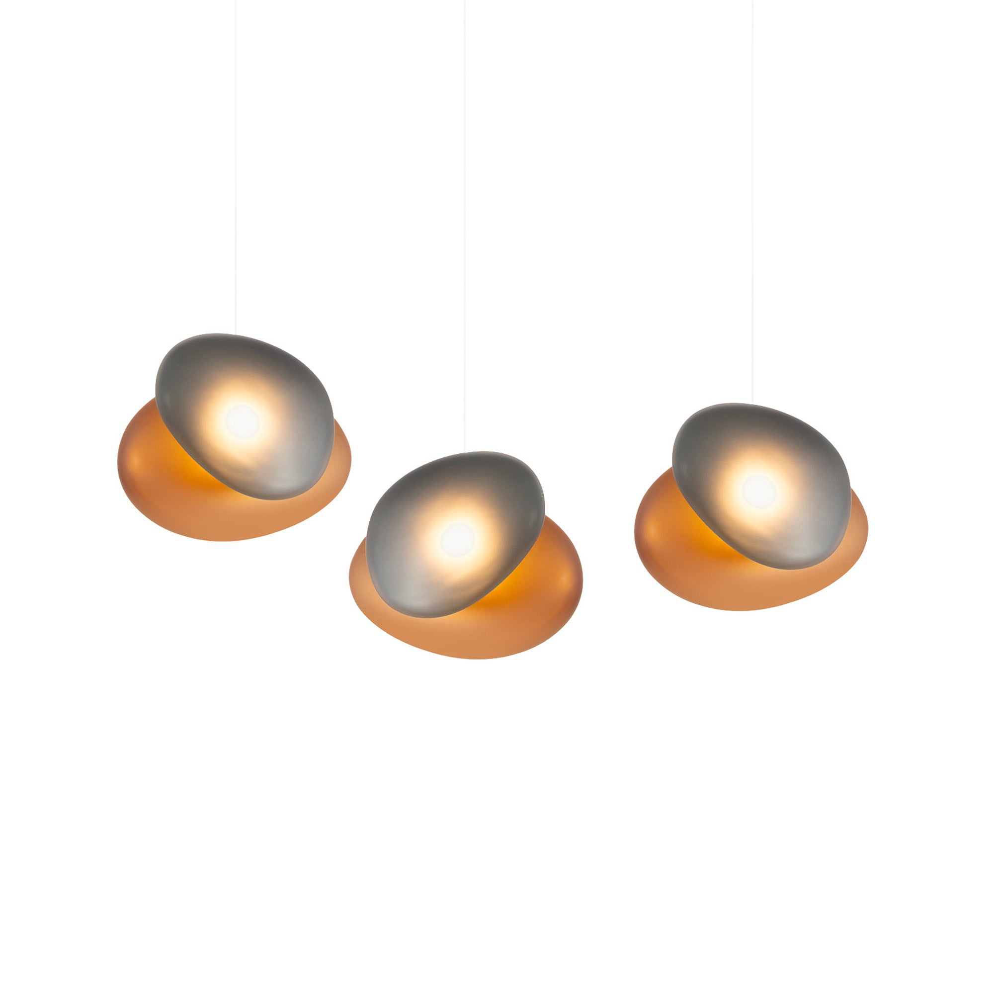 Pebble Linear 3 Pendant Light: A + Citrine + Slate + White Sandtex