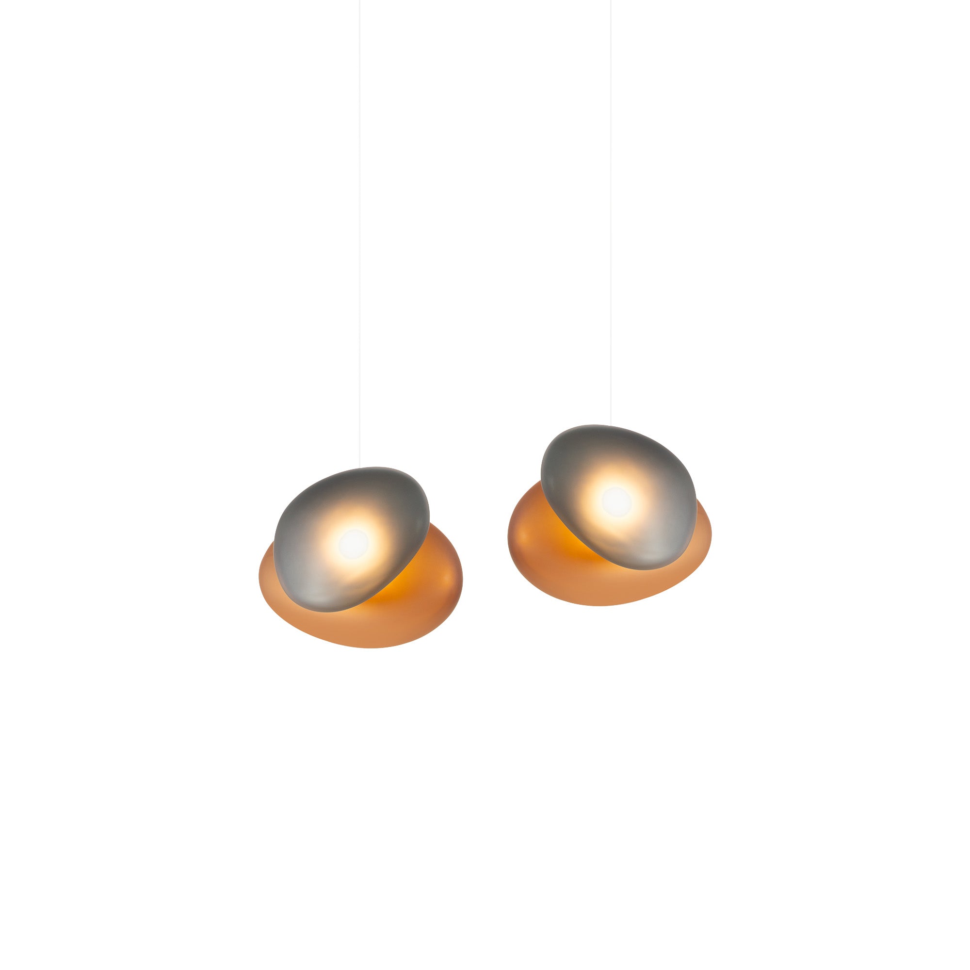Pebble Linear 2 Pendant Light: A + Citrine + Slate + White Sandtex