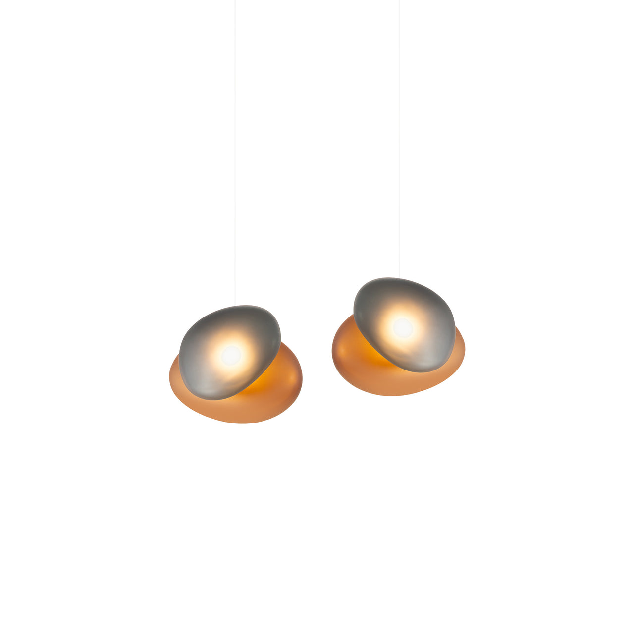 Pebble Linear 2 Pendant Light: A + Citrine + Slate + White Sandtex