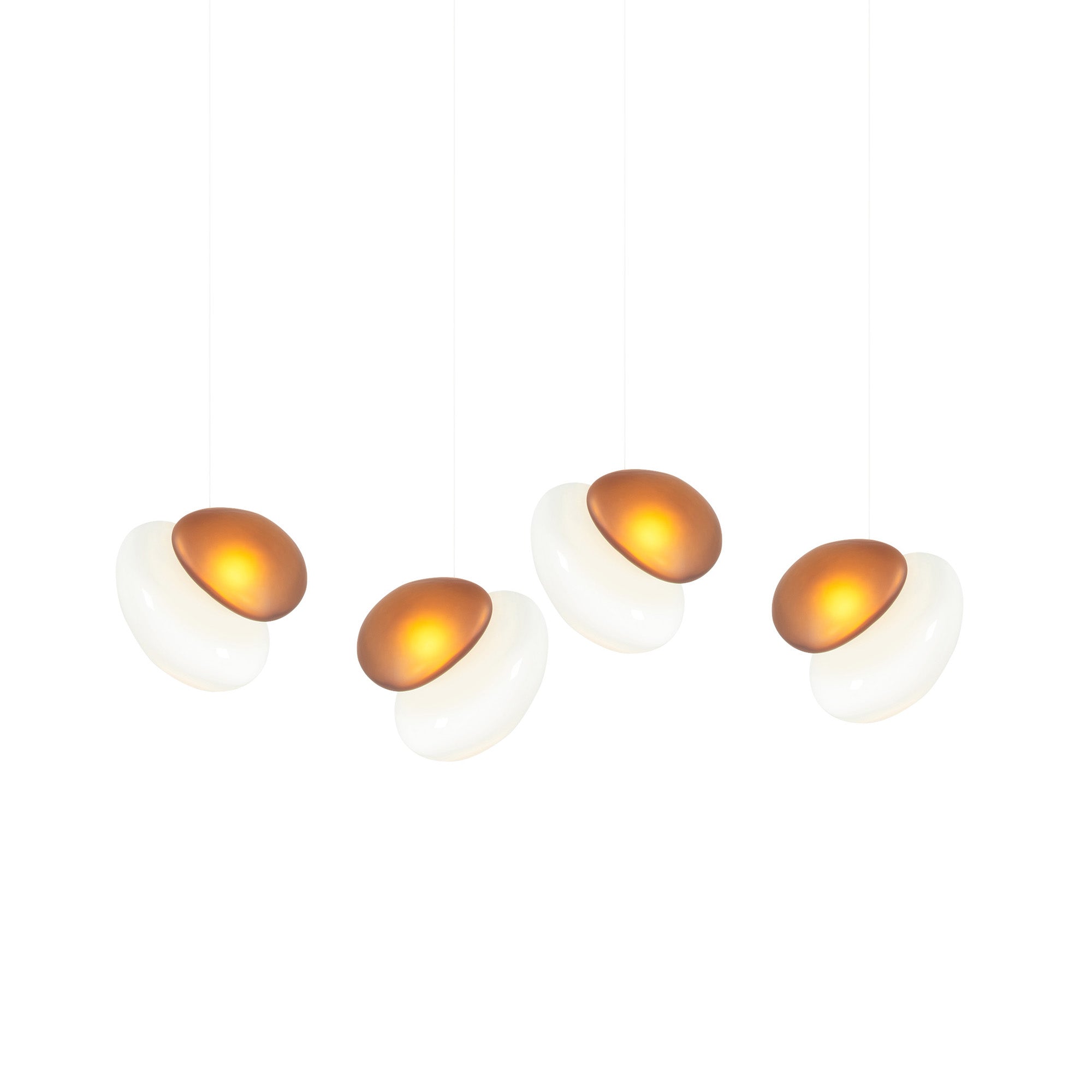 Pebble Linear 4 Pendant Light: A + Pearl + Citrine + White Sandtex