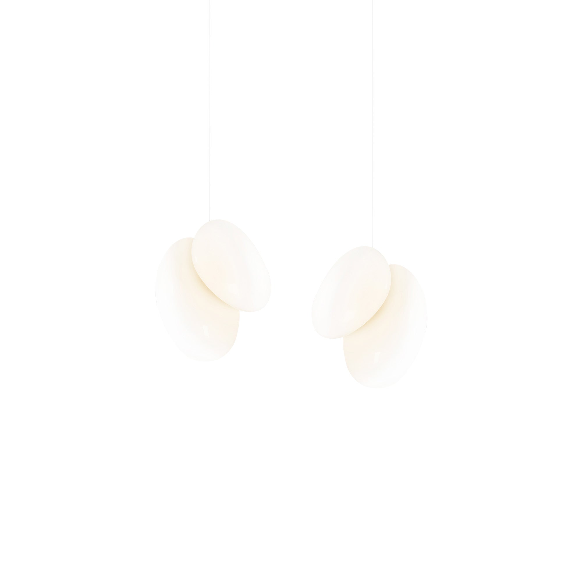 Pebble Linear 2 Pendant Light: A+ Pearl + Pearl + White Sandtex