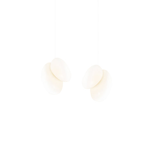 Pebble Linear 2 Pendant Light: A+ Pearl + Pearl + White Sandtex