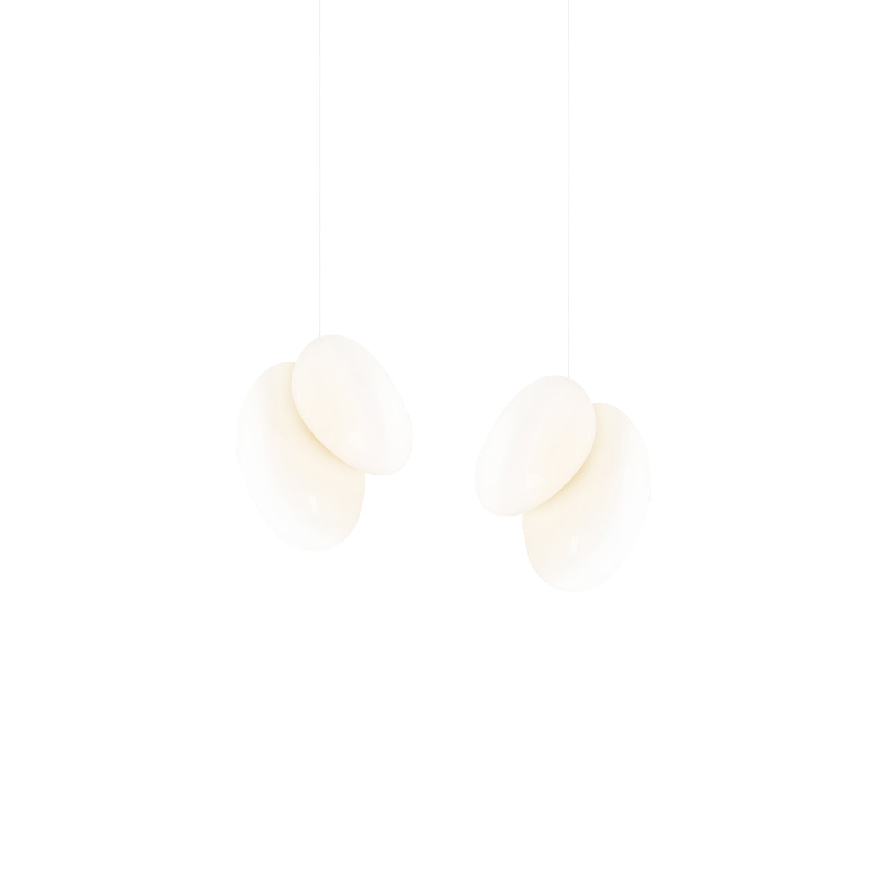 Pebble Linear 2 Pendant Light: A+ Pearl + Pearl + White Sandtex