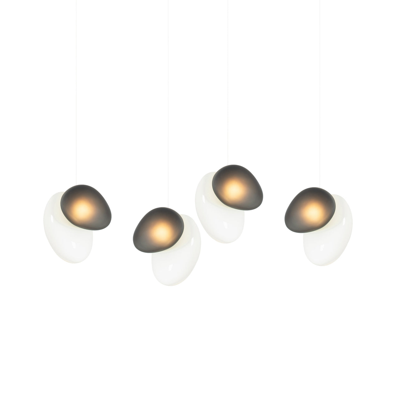 Pebble Linear 4 Pendant Light: A + Pearl + Slate + White Sandtex