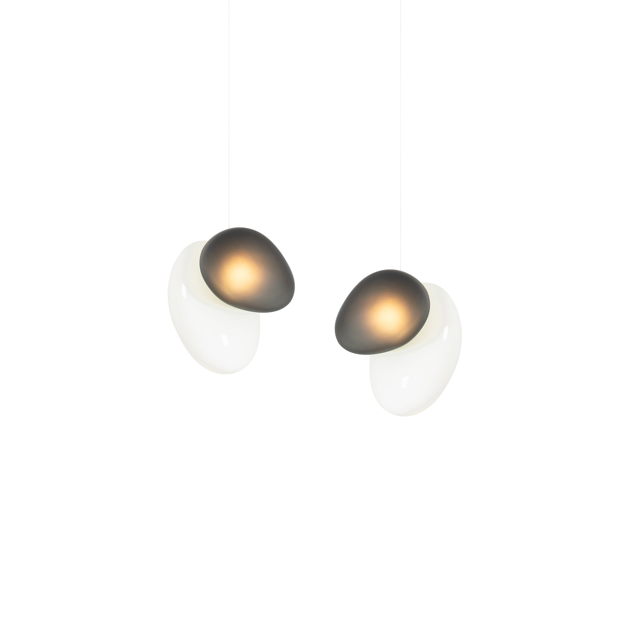 Pebble Linear 2 Pendant Light: A + Pearl + Slate + White Sandtex