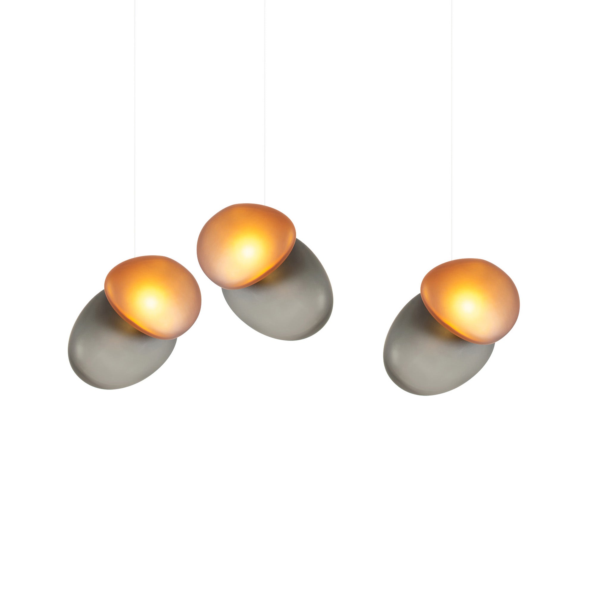 Pebble Linear 3 Pendant Light: A + Slate + Citrine + White Sandtex