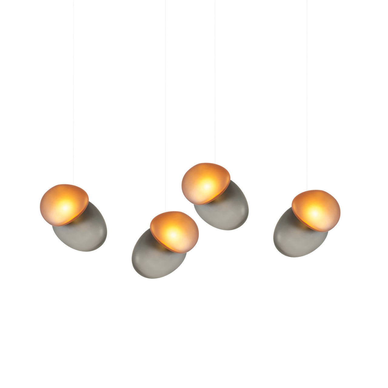 Pebble Linear 4 Pendant Light: A + Slate + Citrine + White Sandtex