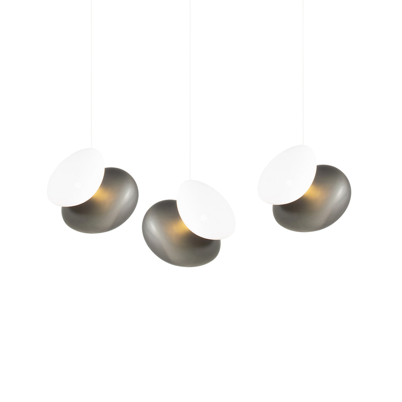 Pebble Linear 3 Pendant Light: A + Slate + Pearl + White Sandtex