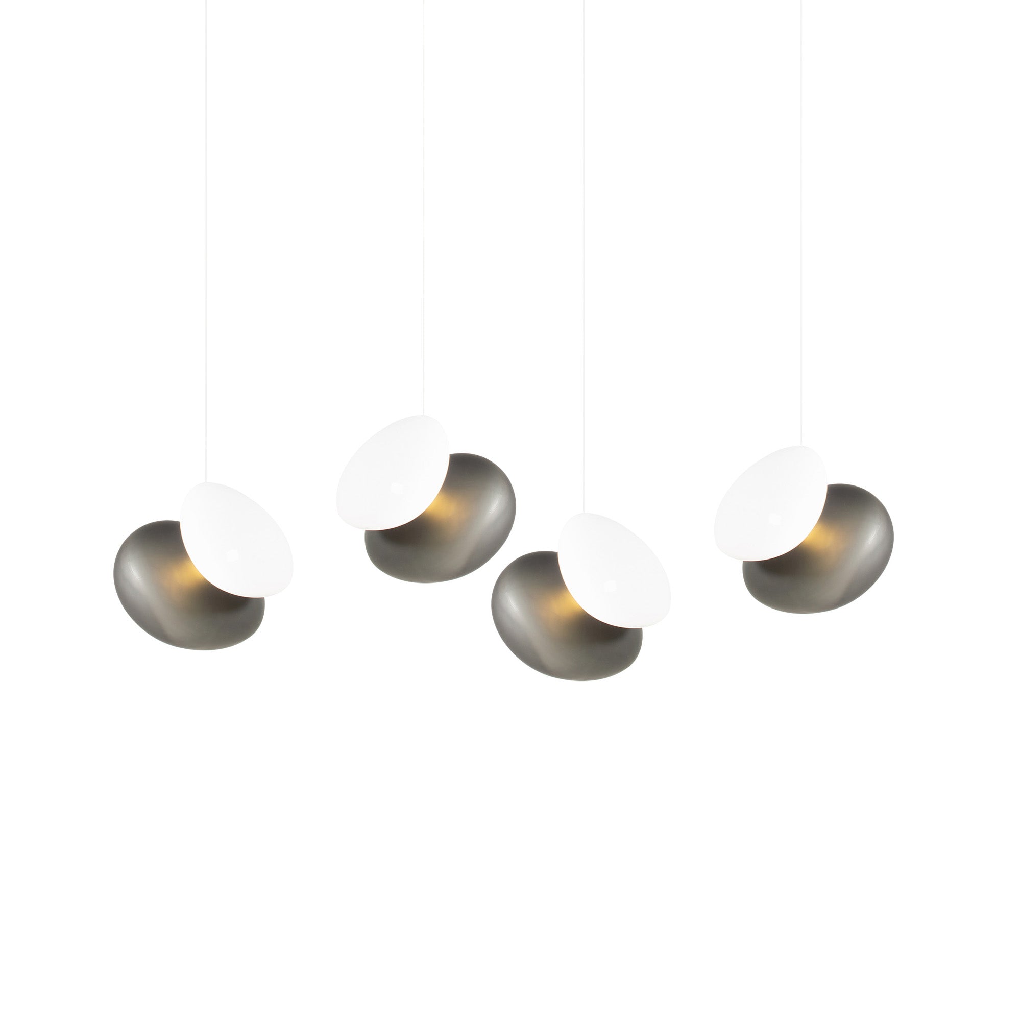 Pebble Linear 4 Pendant Light: A + Slate + Pearl + White Sandtex