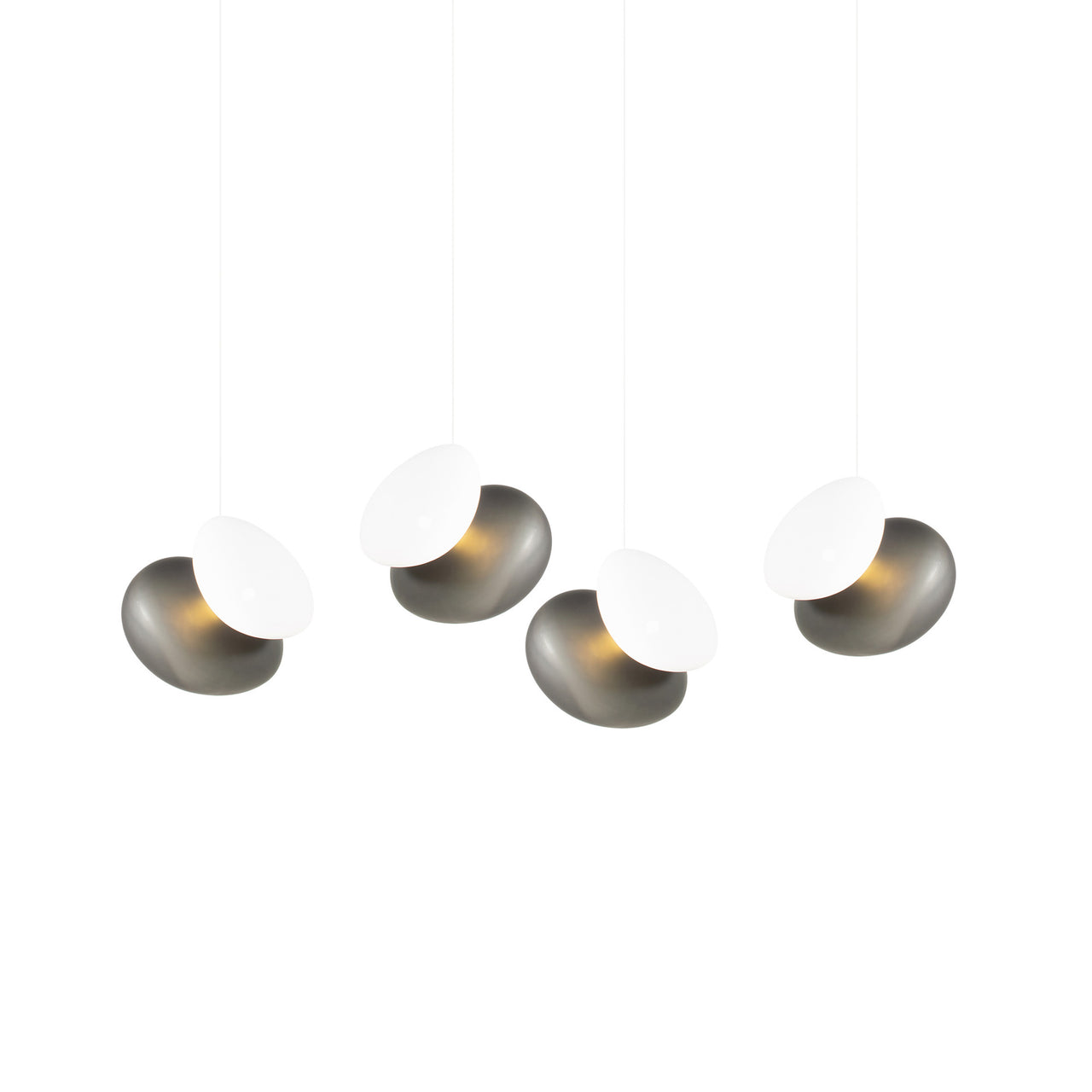 Pebble Linear 4 Pendant Light: A + Slate + Pearl + White Sandtex