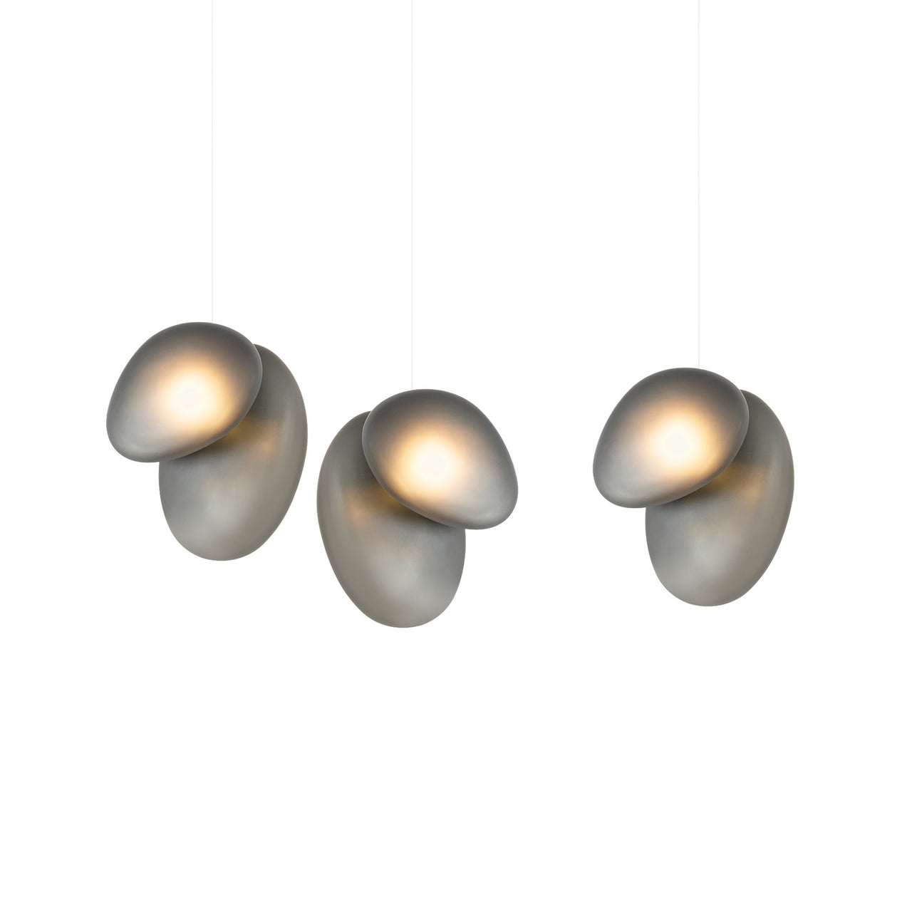 Pebble Linear 3 Pendant Light: A + Slate + Slate + White Sandtex