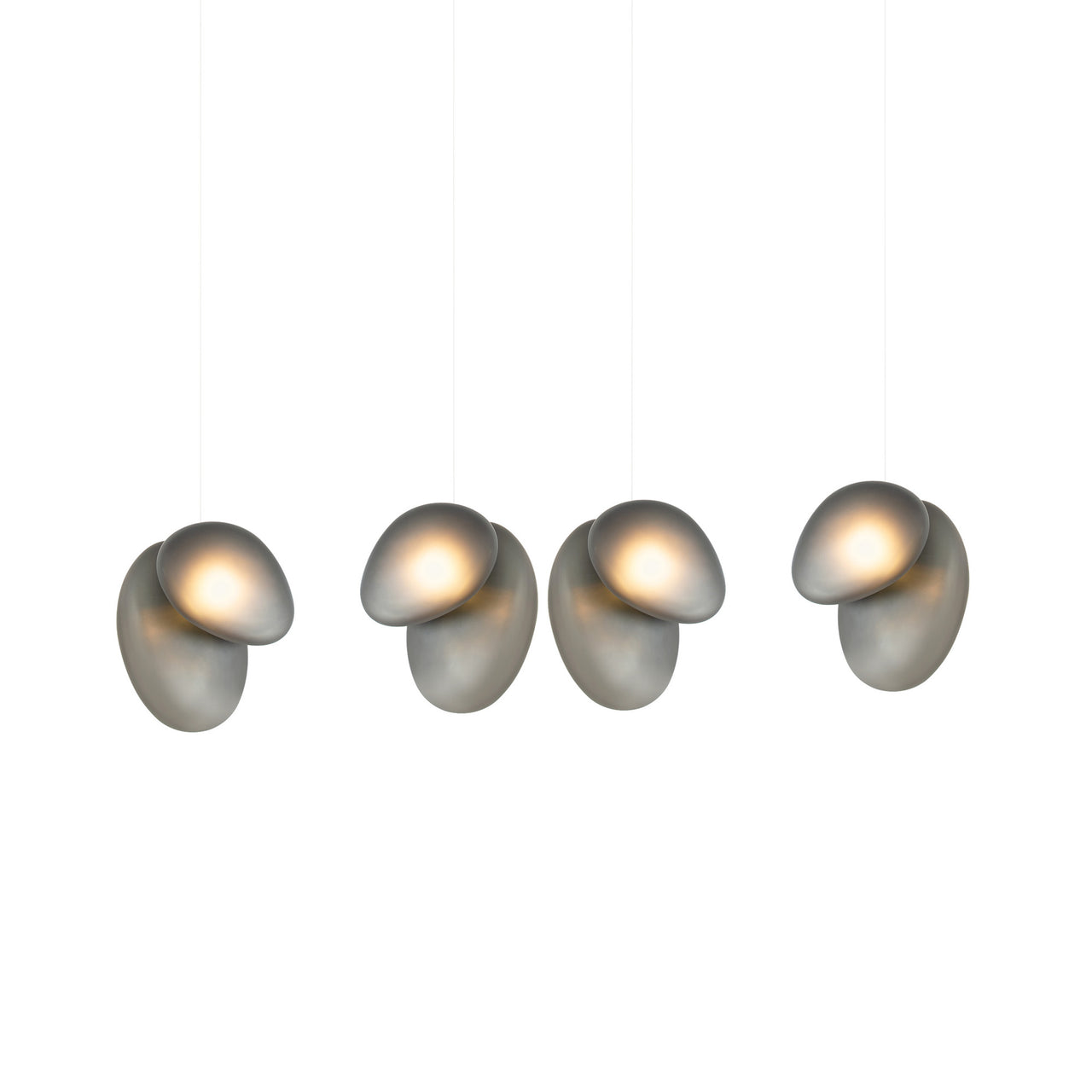 Pebble Linear 4 Pendant Light: A + Slate + Slate + White Sandtex