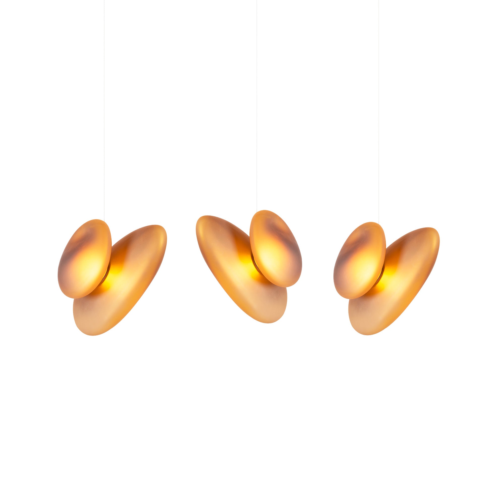Pebble Linear 3 Pendant Light: B + Citrine + Citrine + White Sandtex