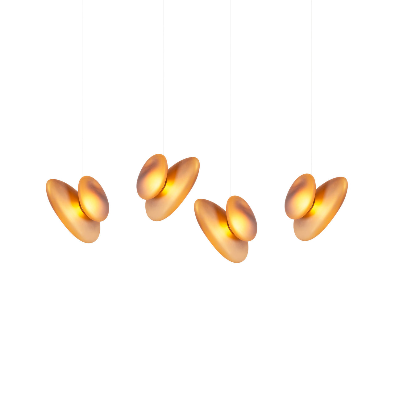 Pebble Linear 4 Pendant Light: B + Citrine + Citrine + White Sandtex