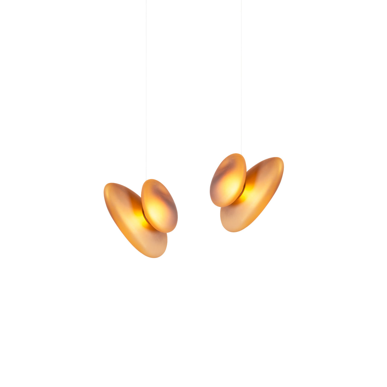 Pebble Linear 2 Pendant Light: B + Citrine + Citrine + White Sandtex