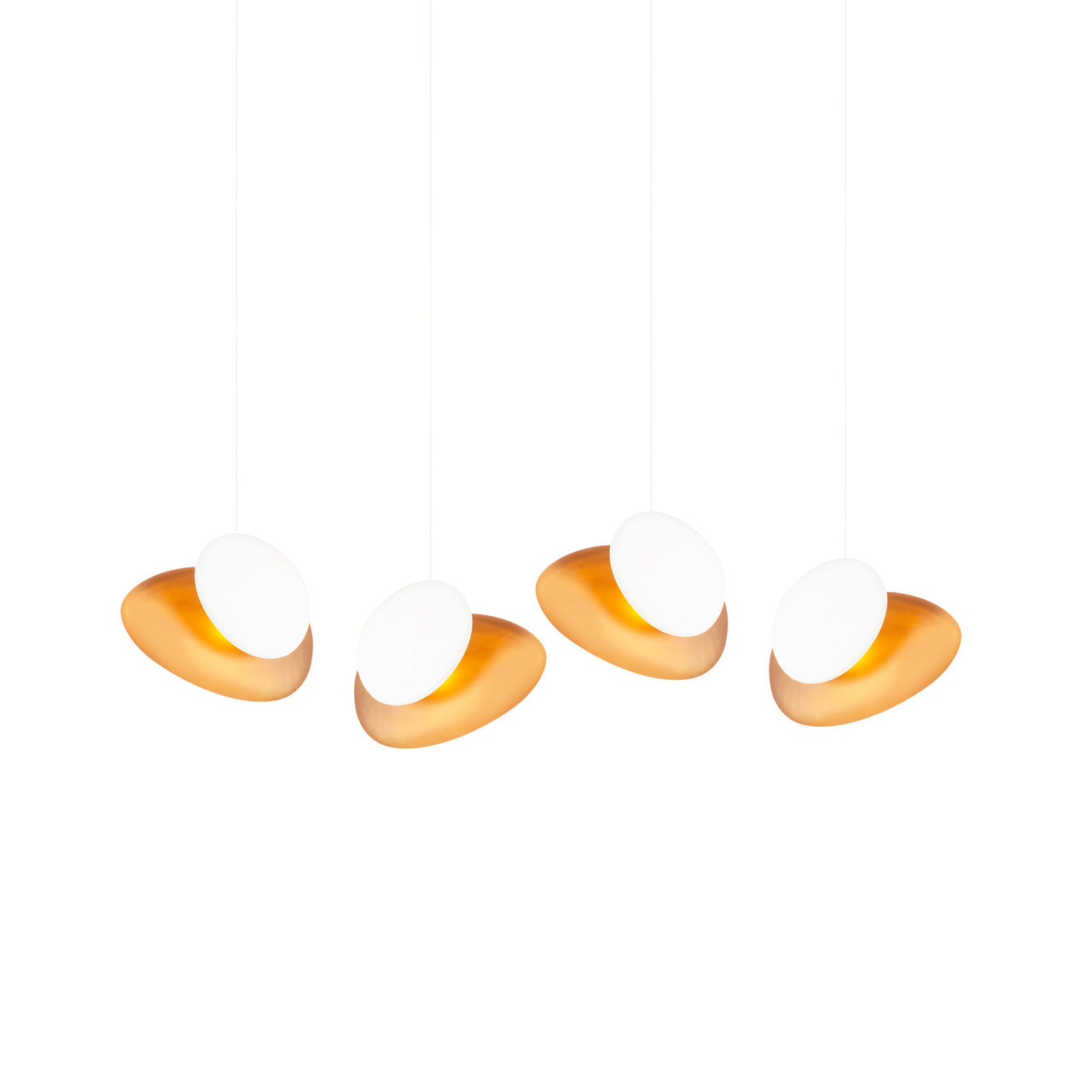 Pebble Linear 4 Pendant Light: B + Citrine + Pearl + White Sandtex