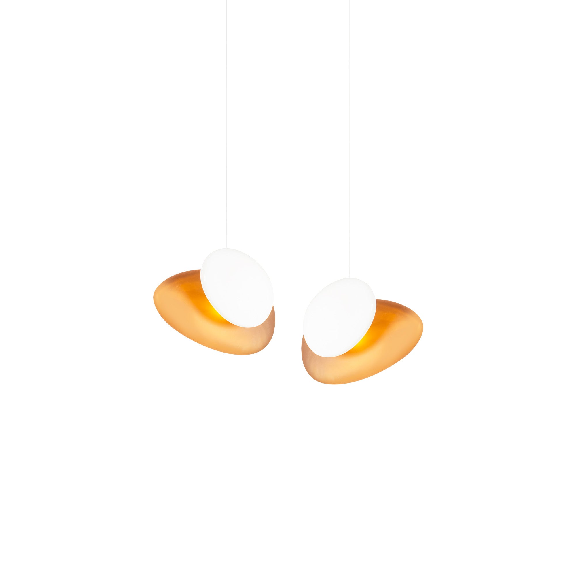 Pebble Linear 2 Pendant Light: B + Citrine + Pearl + White Sandtex