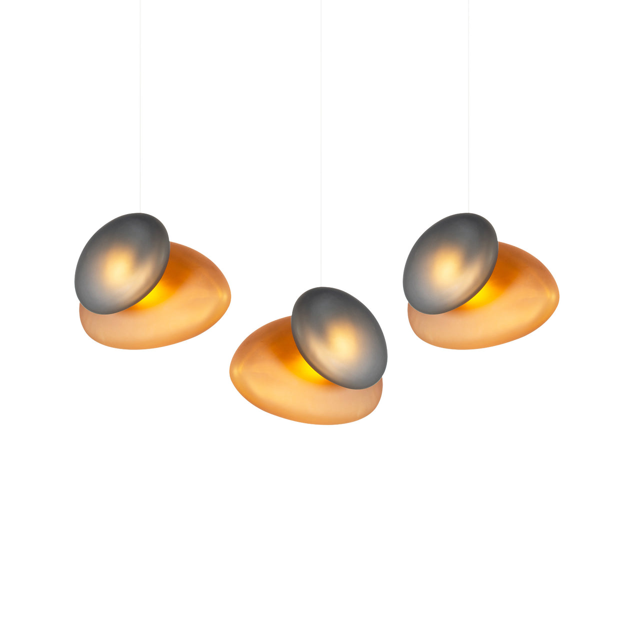 Pebble Linear 3 Pendant Light: B + Citrine + Slate + White Sandtex