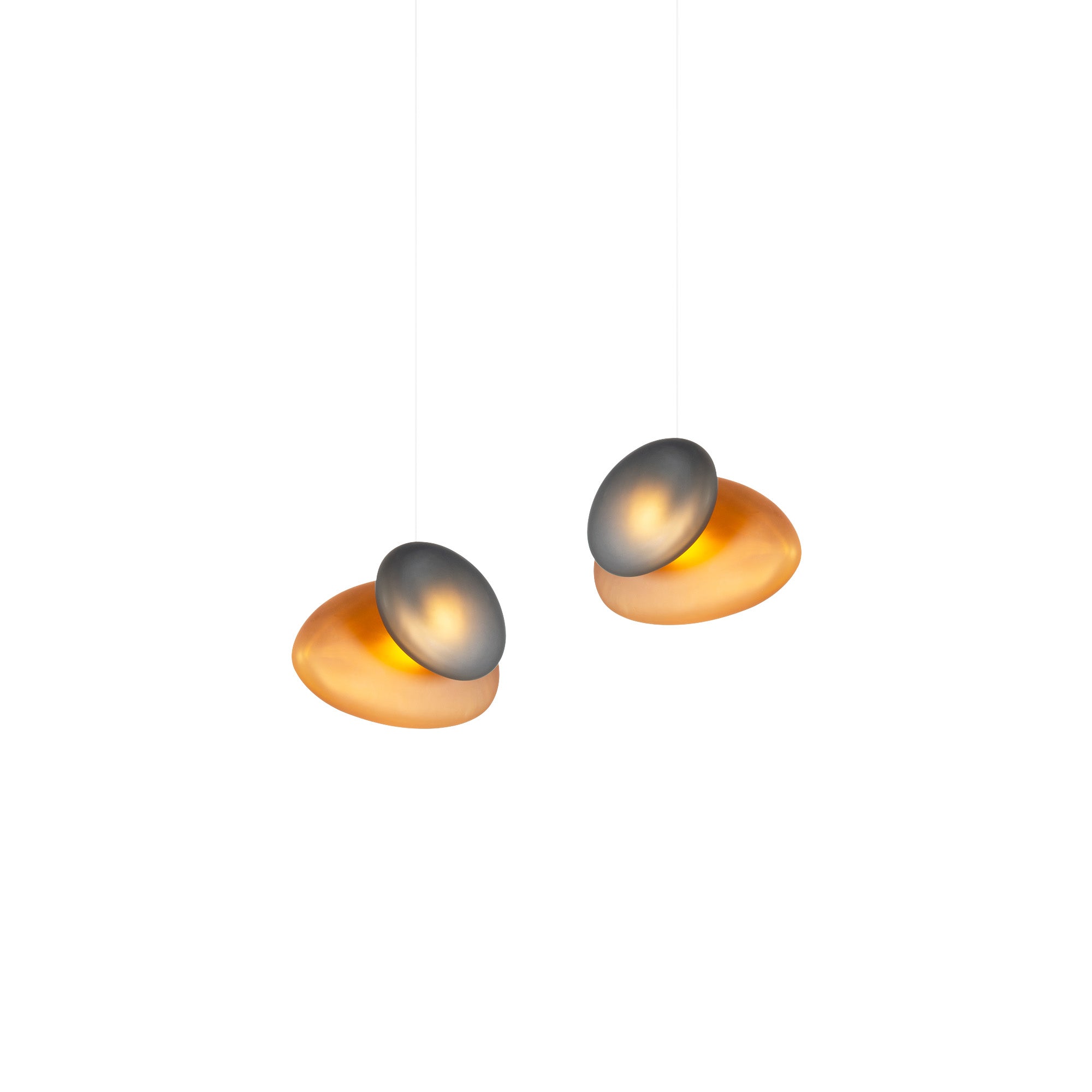 Pebble Linear 2 Pendant Light: B + Citrine + Slate + White Sandtex