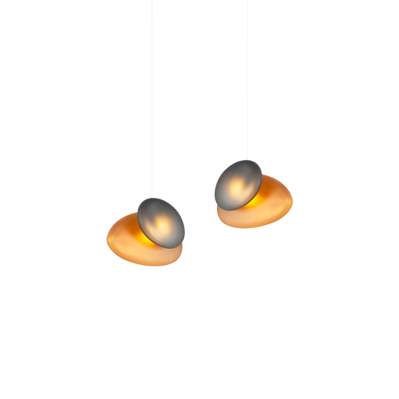 Pebble Linear 2 Pendant Light: B + Citrine + Slate + White Sandtex