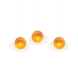 Pebble Linear 3 Pendant Light: B + Pearl + Citrine + White Sandtex