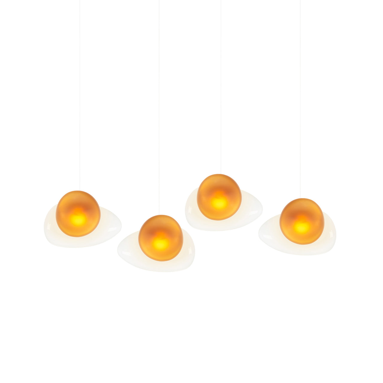 Pebble Linear 4 Pendant Light: B + Pearl + Citrine + White Sandtex