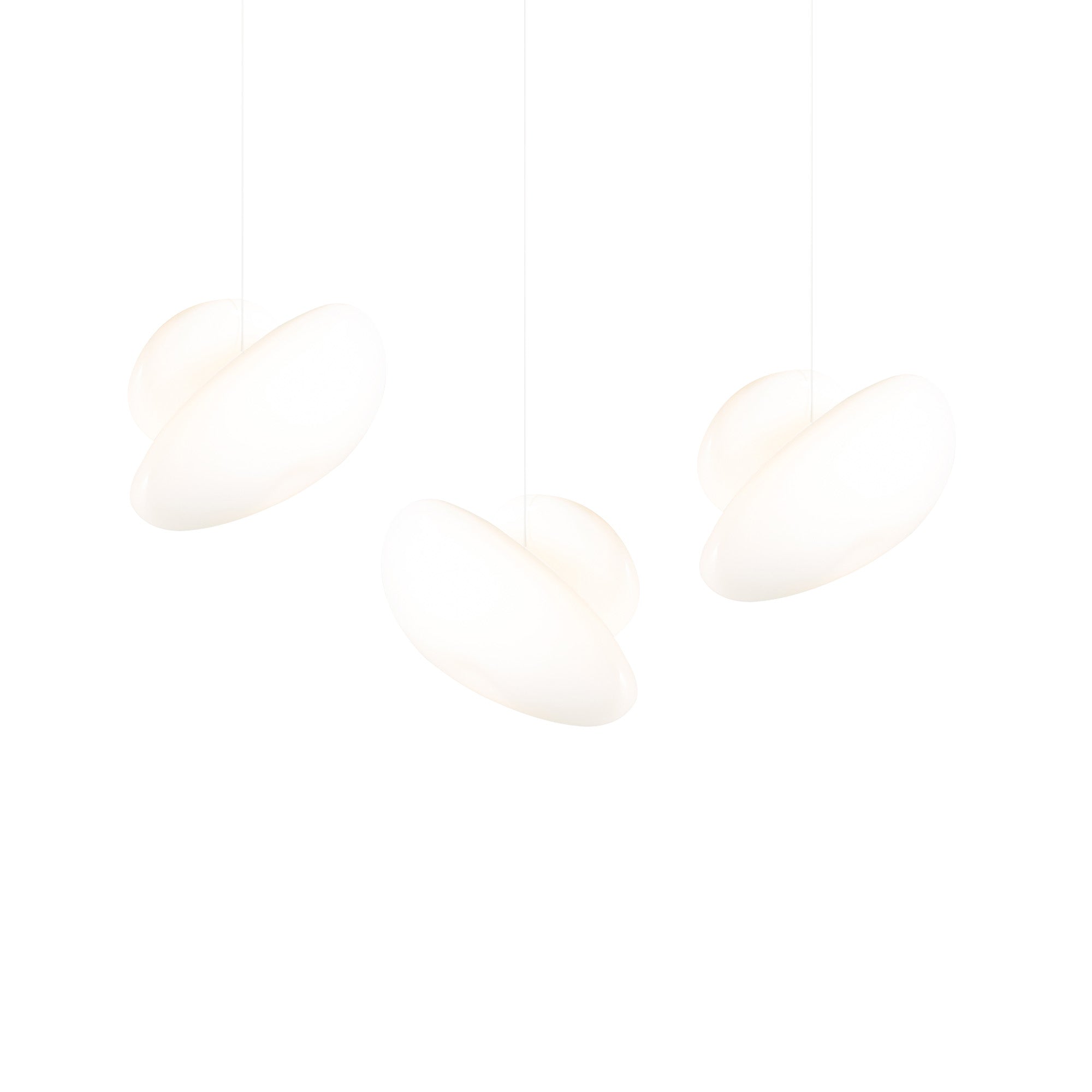 Pebble Linear 3 Pendant Light: B + Pearl + Pearl + White Sandtex