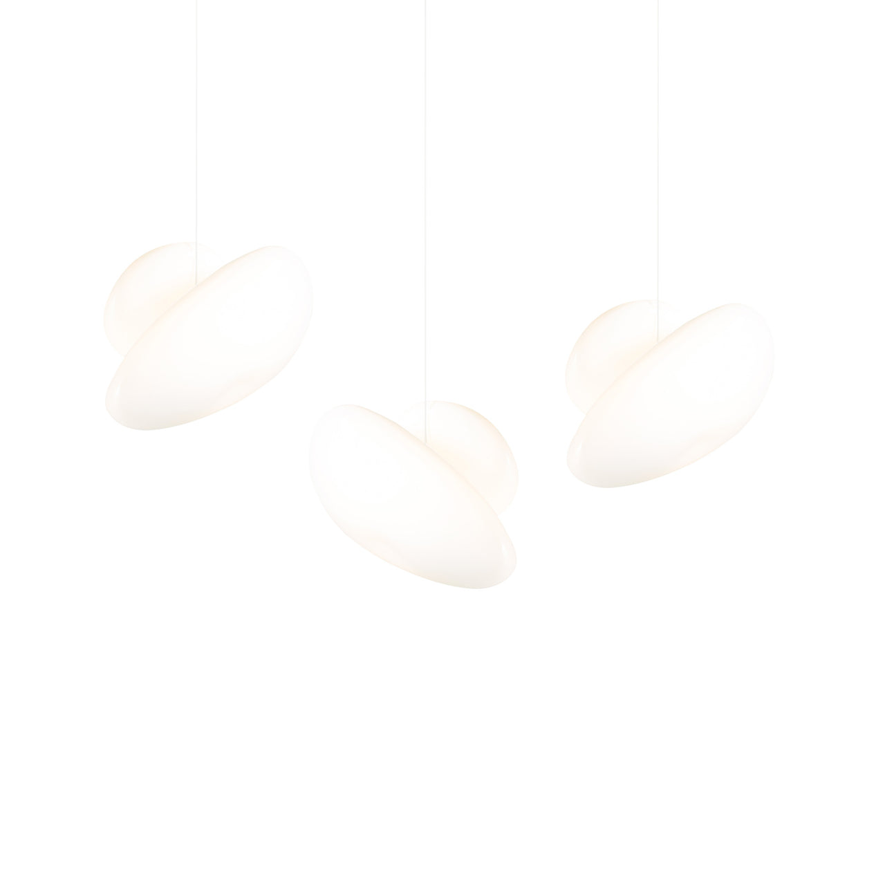 Pebble Linear 3 Pendant Light: B + Pearl + Pearl + White Sandtex