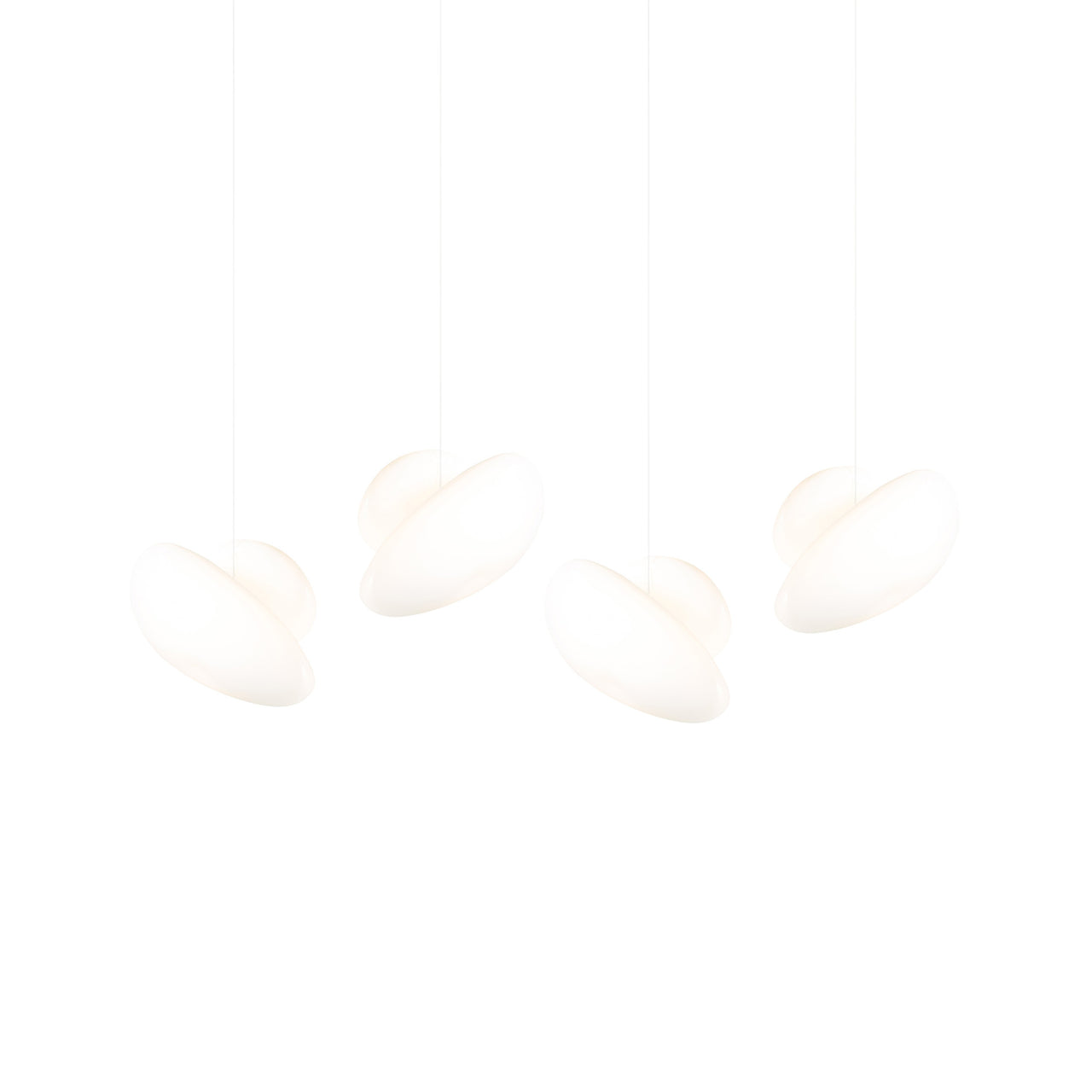Pebble Linear 4 Pendant Light: B + Pearl + Pearl + White Sandtex