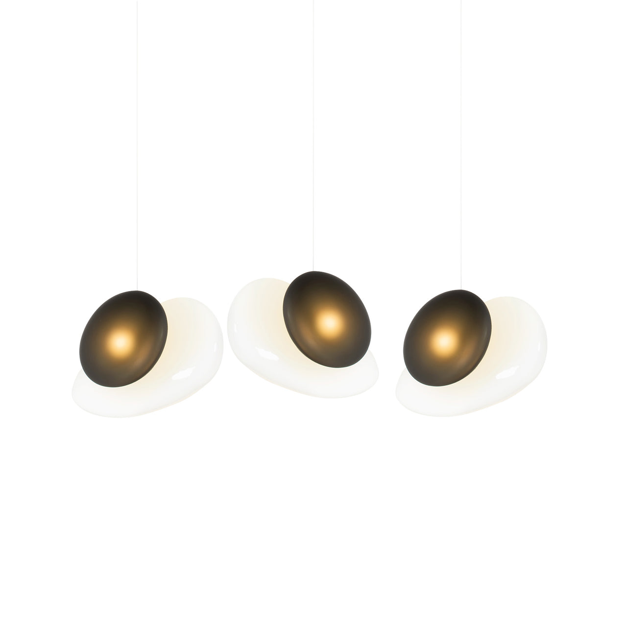Pebble Linear 3 Pendant Light: B + Pearl + Slate + White Sandtex