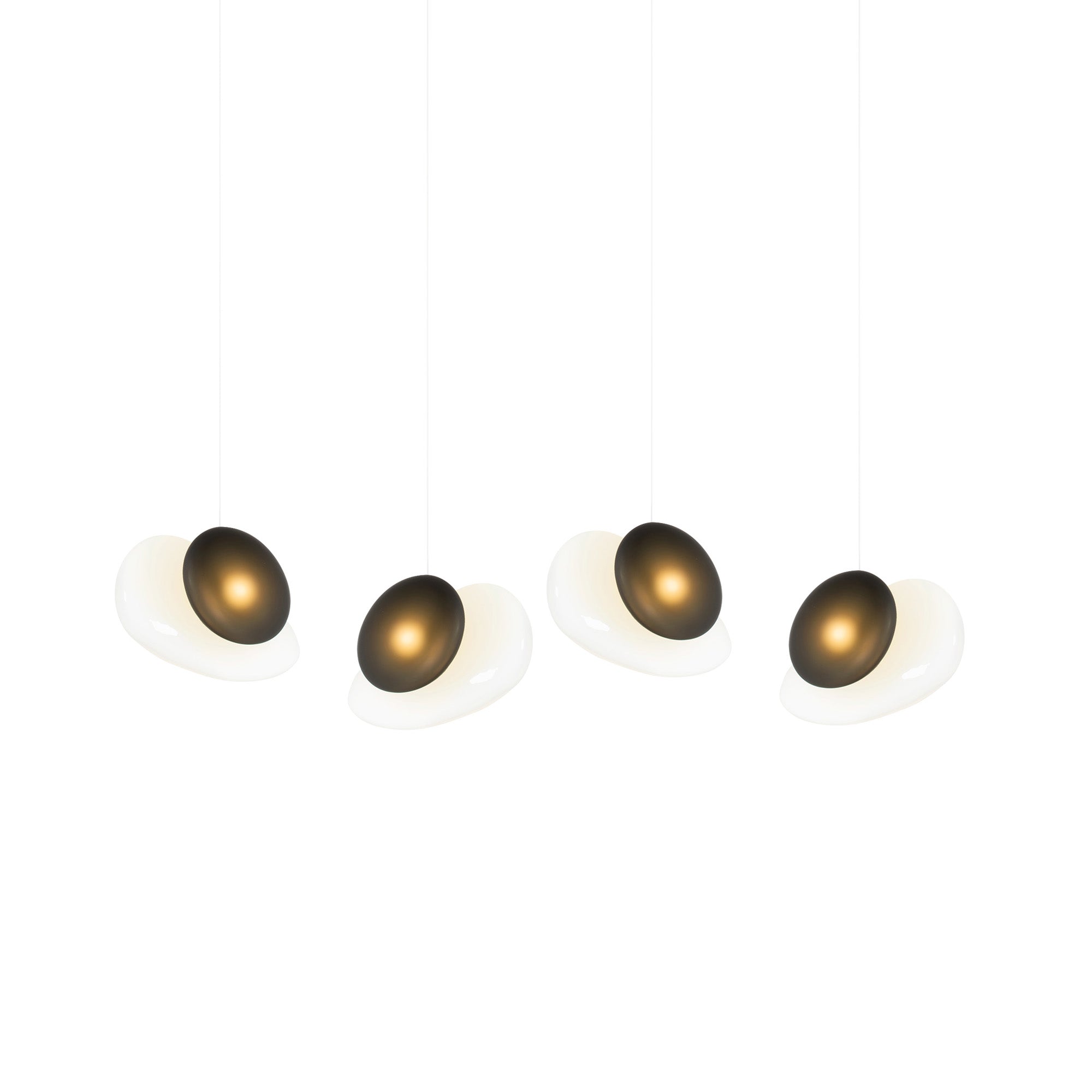 Pebble Linear 4 Pendant Light: B + Pearl + Slate + White Sandtex