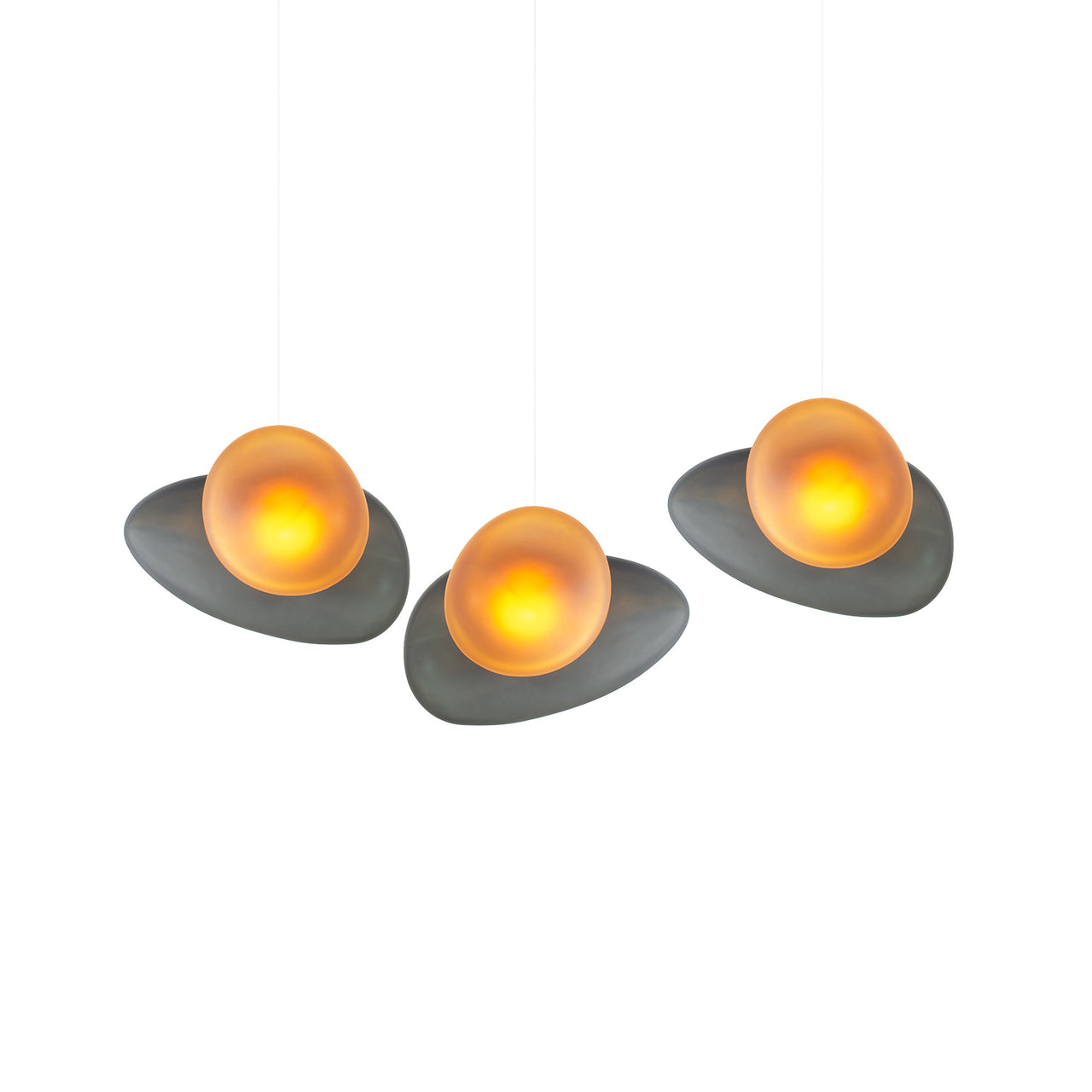 Pebble Linear 3 Pendant Light: B + Slate + Citrine + White Sandtex