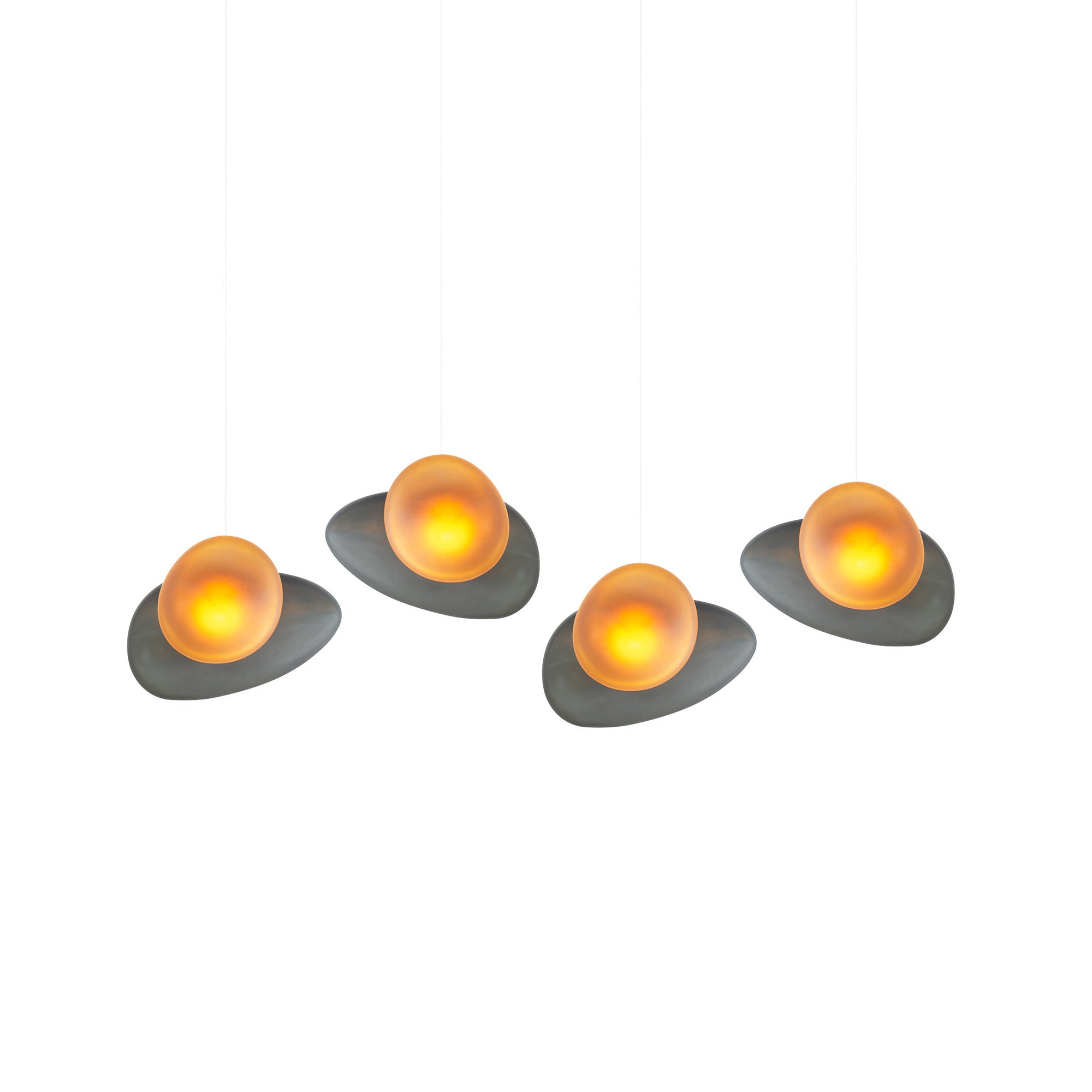 Pebble Linear 4 Pendant Light: B + Slate + Citrine + White Sandtex