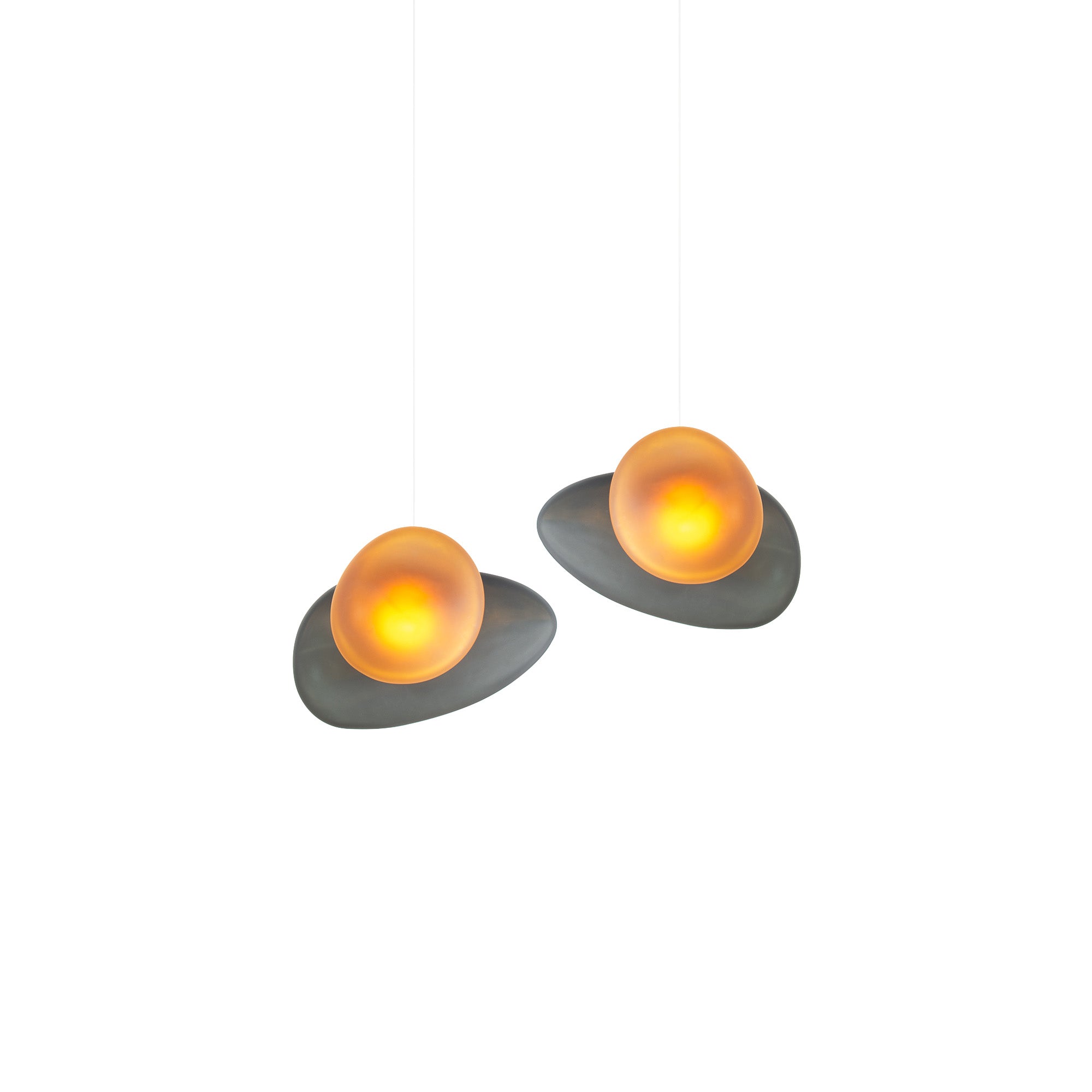 Pebble Linear 2 Pendant Light: B + Slate + Citrine + White Sandtex