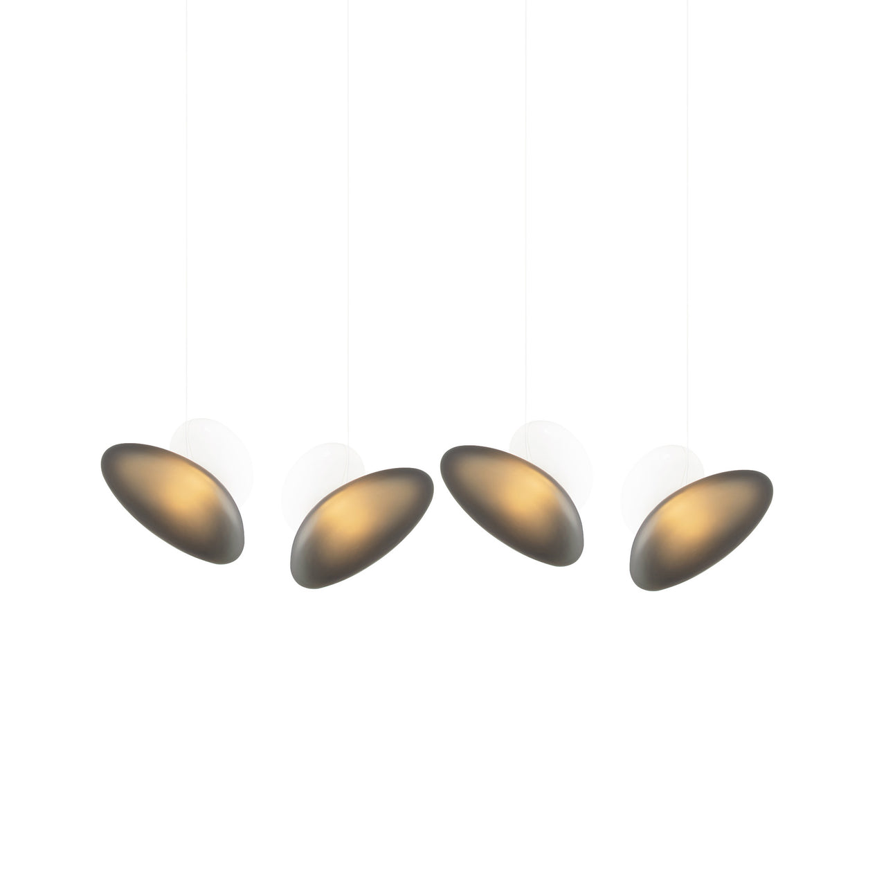 Pebble Linear 4 Pendant Light: B + Slate + Pearl + White Sandtex