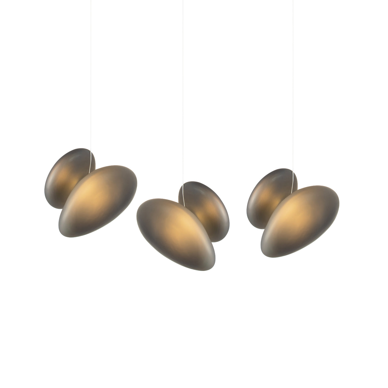 Pebble Linear 3 Pendant Light: B + Slate + Slate + White Sandtex