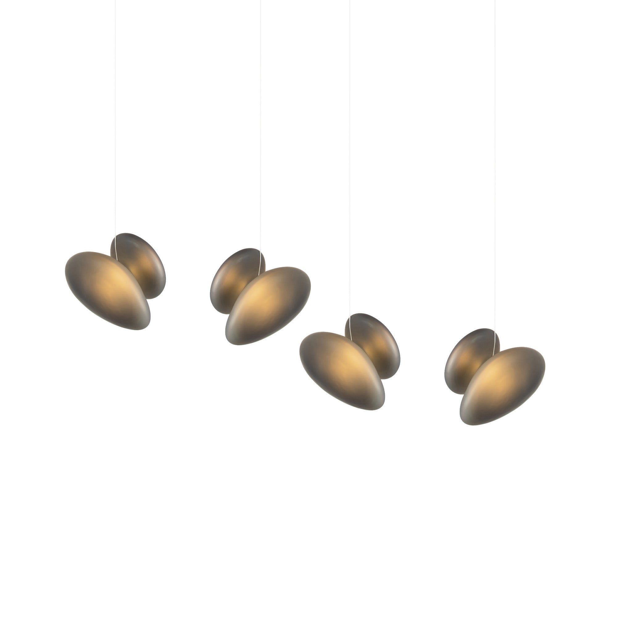 Pebble Linear 4 Pendant Light: B + Slate + Slate + White Sandtex