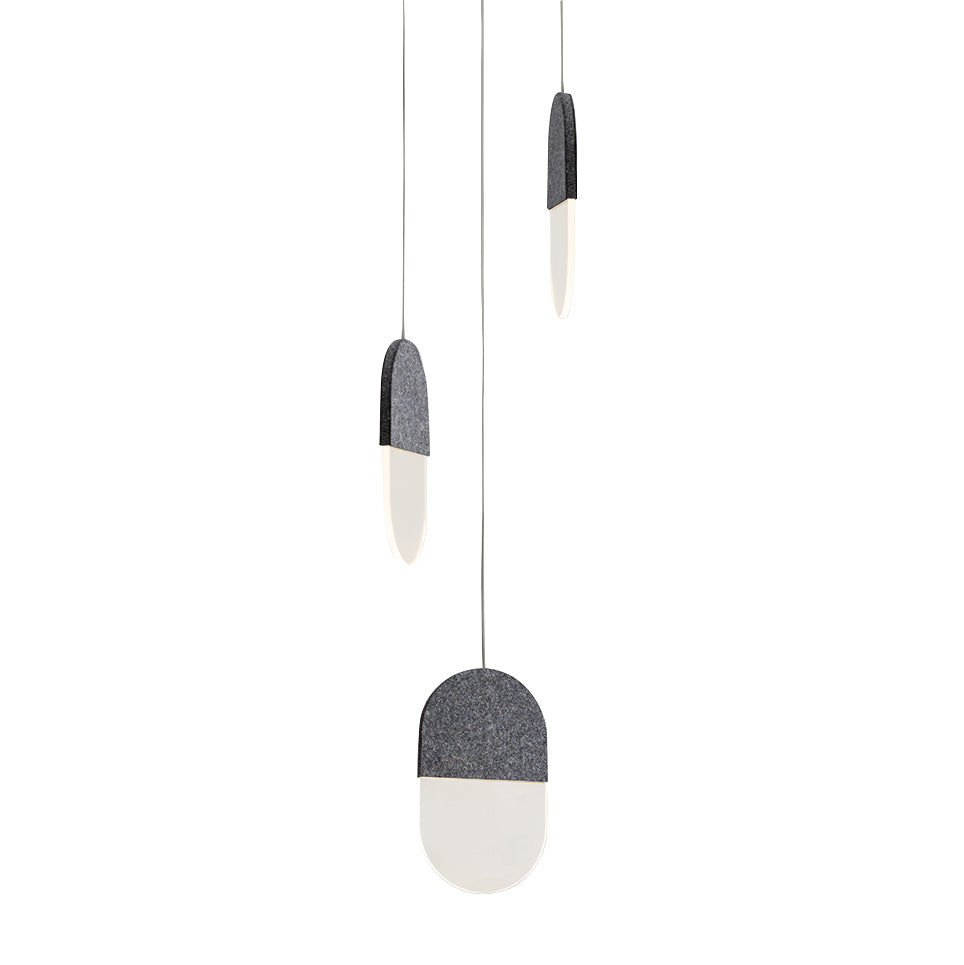 Slab P20 Pendant Light: 3 + Black Wool