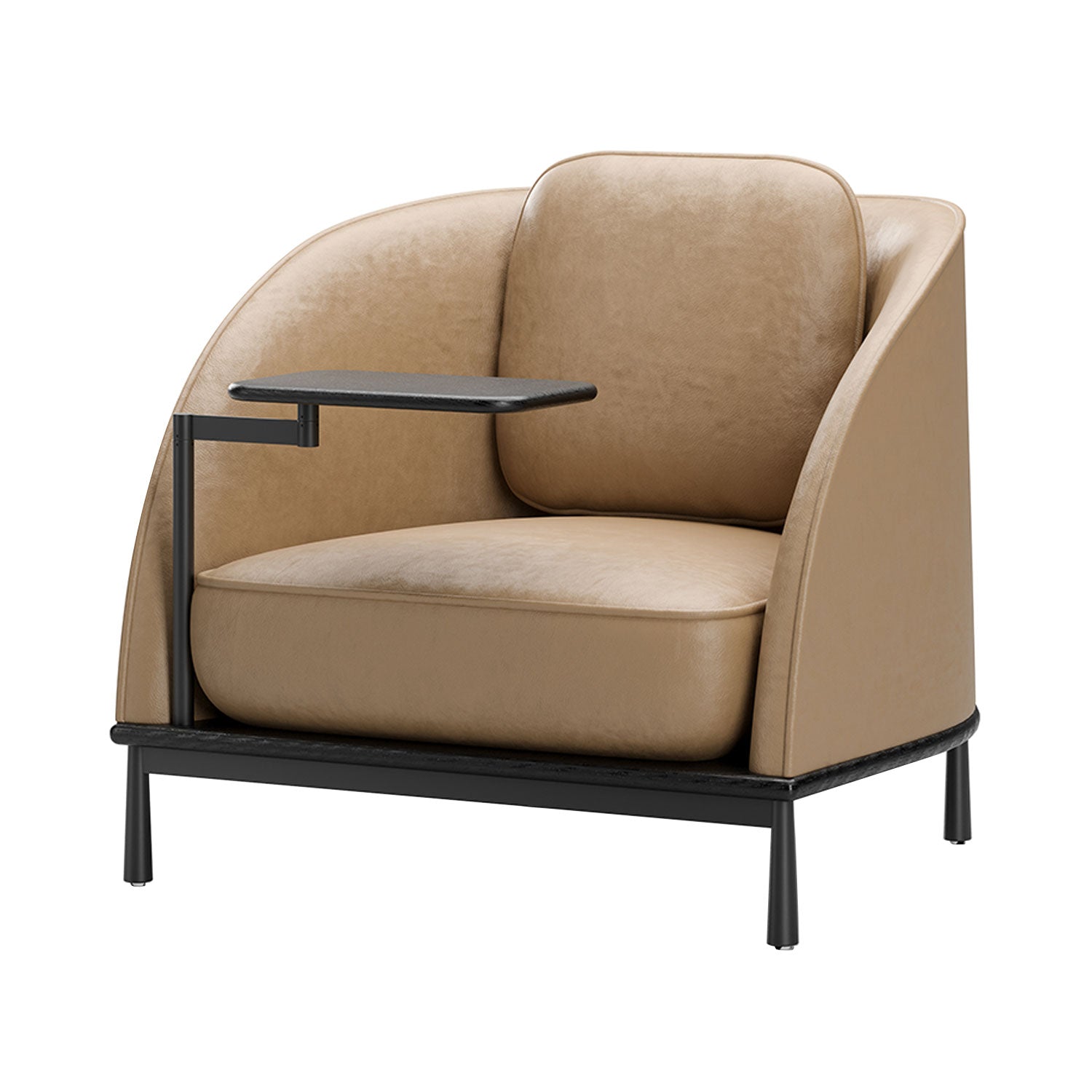 Arc Lounge Chair with Tablet: Black Oak