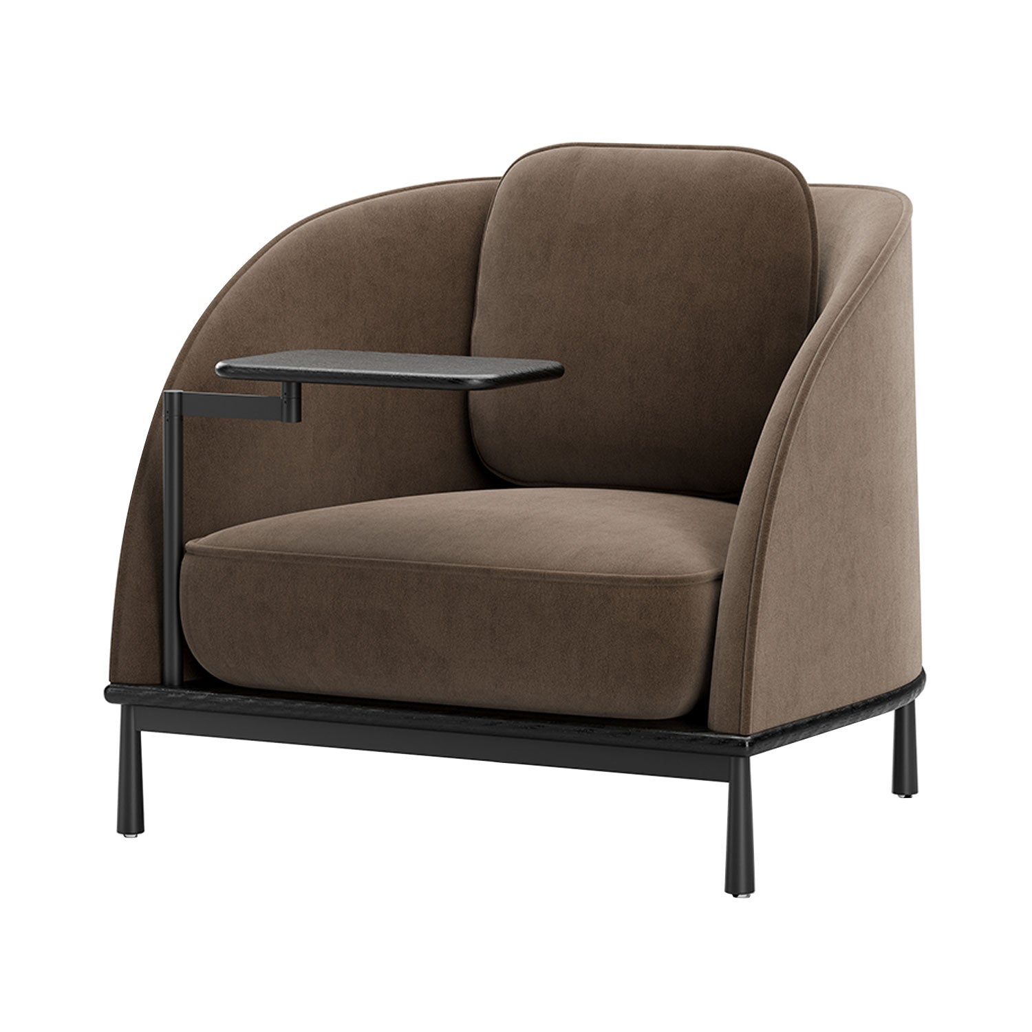 Arc Lounge Chair with Tablet: Black Oak