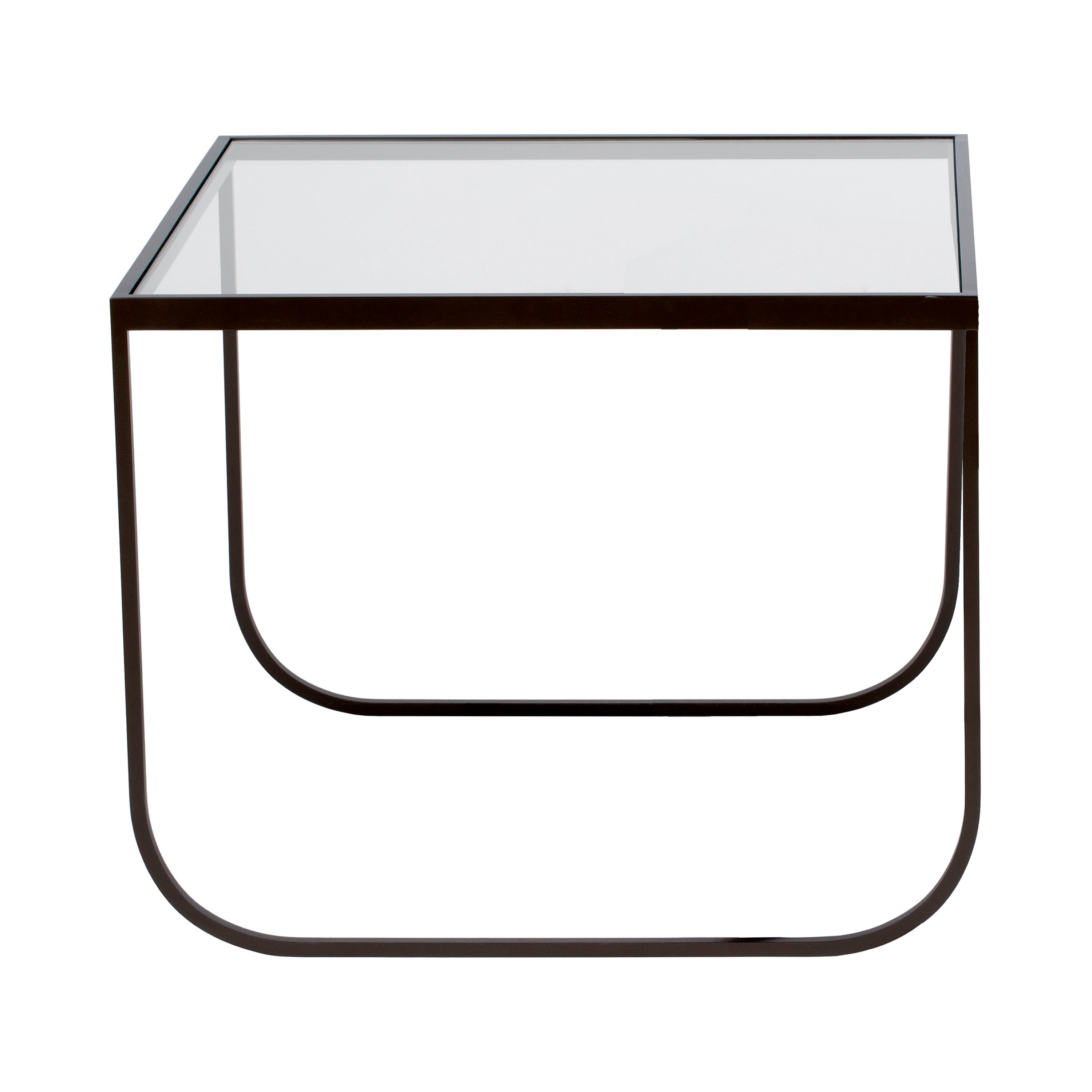 Tati Coffee Table: Square + Glass Top + High + Transparent Glass + Char Grey