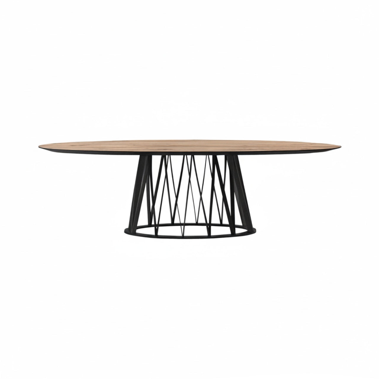 Acco Oval Dining Table: Small + Canaletto Walnut + Black Ash